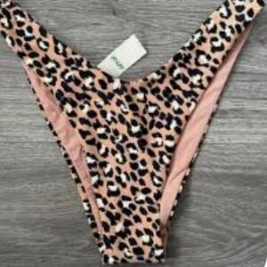 Nwt Aerie Swim Womens Cheekier Bikini Bottom High Cut Cheetah Print Brown Black